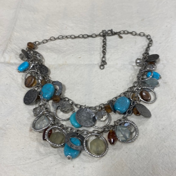 DOUBLE CHAIN MIXED BEAD NECKLACE - Picture 1 of 3